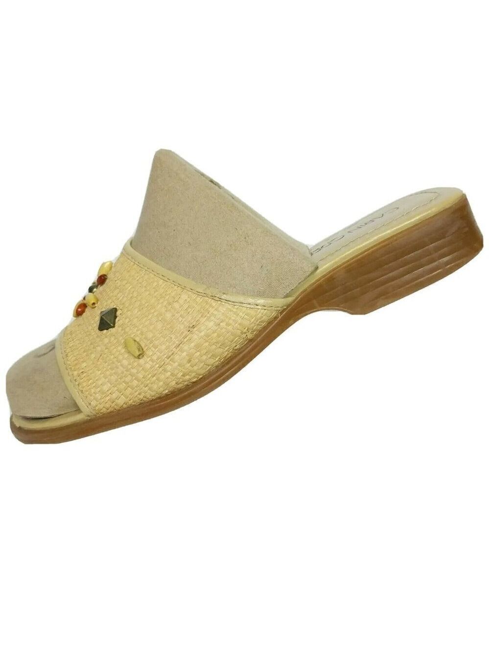 Cabin Creek Beige Raffia Beaded Sandals Size 6.5M - Picture 3 of 8